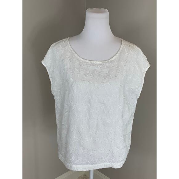 Cynthia Rowley White Linen Blouse Coastal Preppy Summer Vacation Resort Cruise - Picture 4 of 6